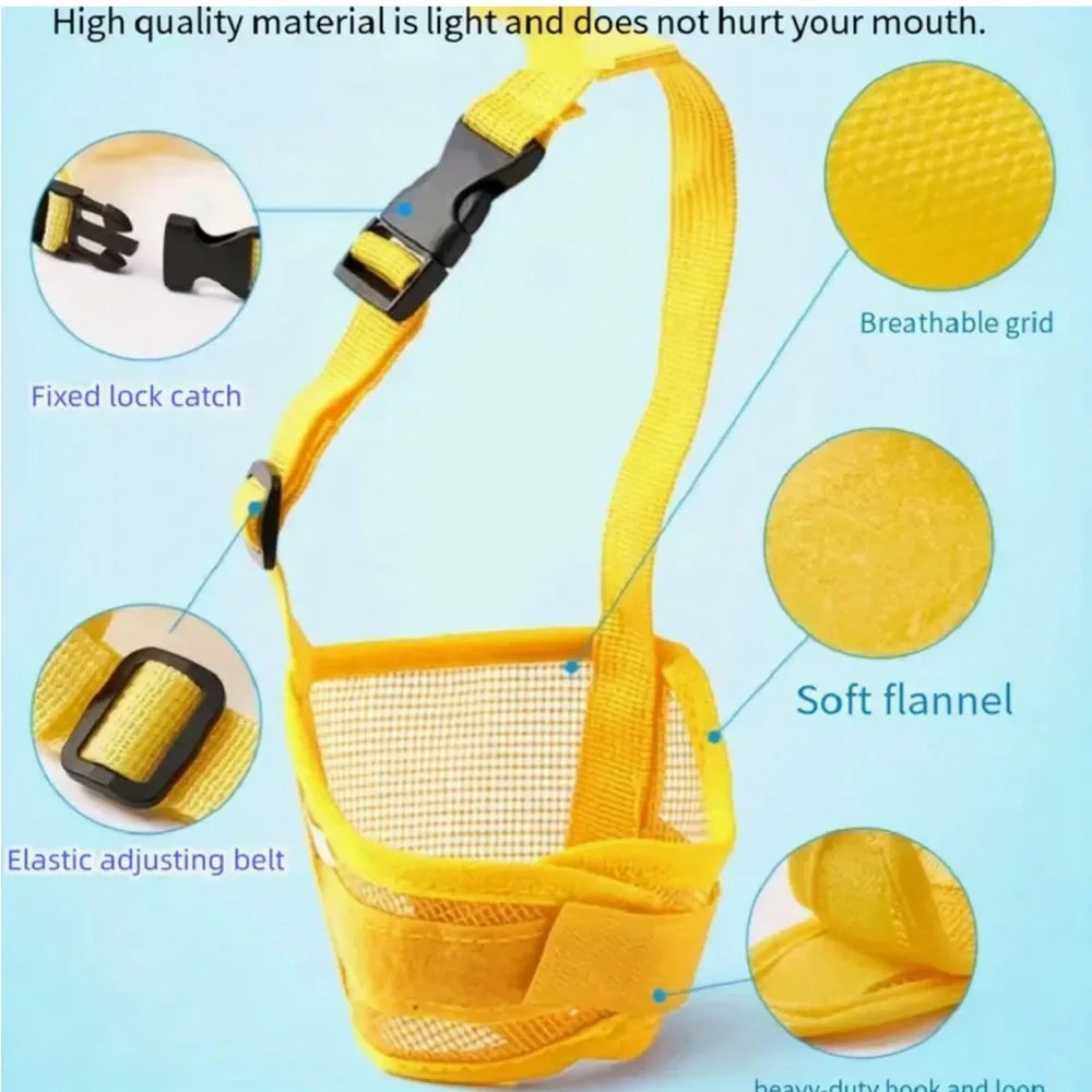 Black Breathable Dog Muzzle with Adjustable Straps (M)